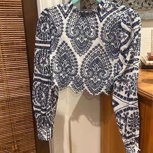 MinkPink blue & white top. Beautiful and never worn. New WO tags.